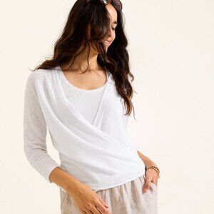 NWT TOMMY BAHAMA Addison Linen-Blend Cardigan/WRAP - White - SZ S/P NEW $110